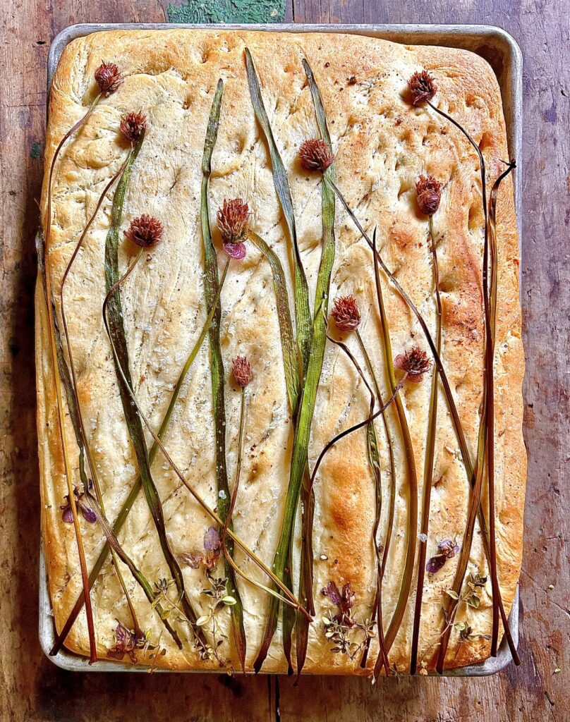 Focaccia With Edible Flowers and Herbs