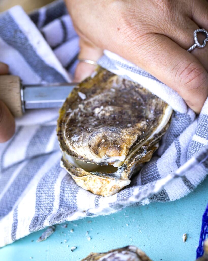 shucking an oyster