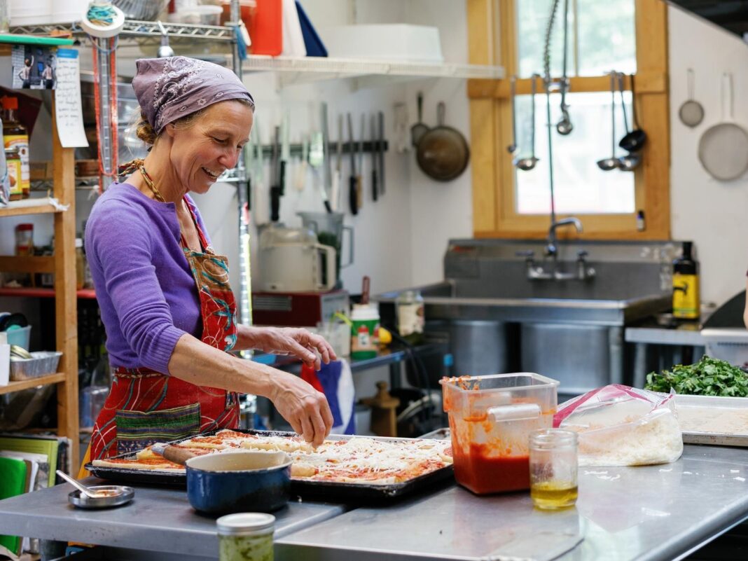 betsy carnie cooking at the martha's vineyard charter school