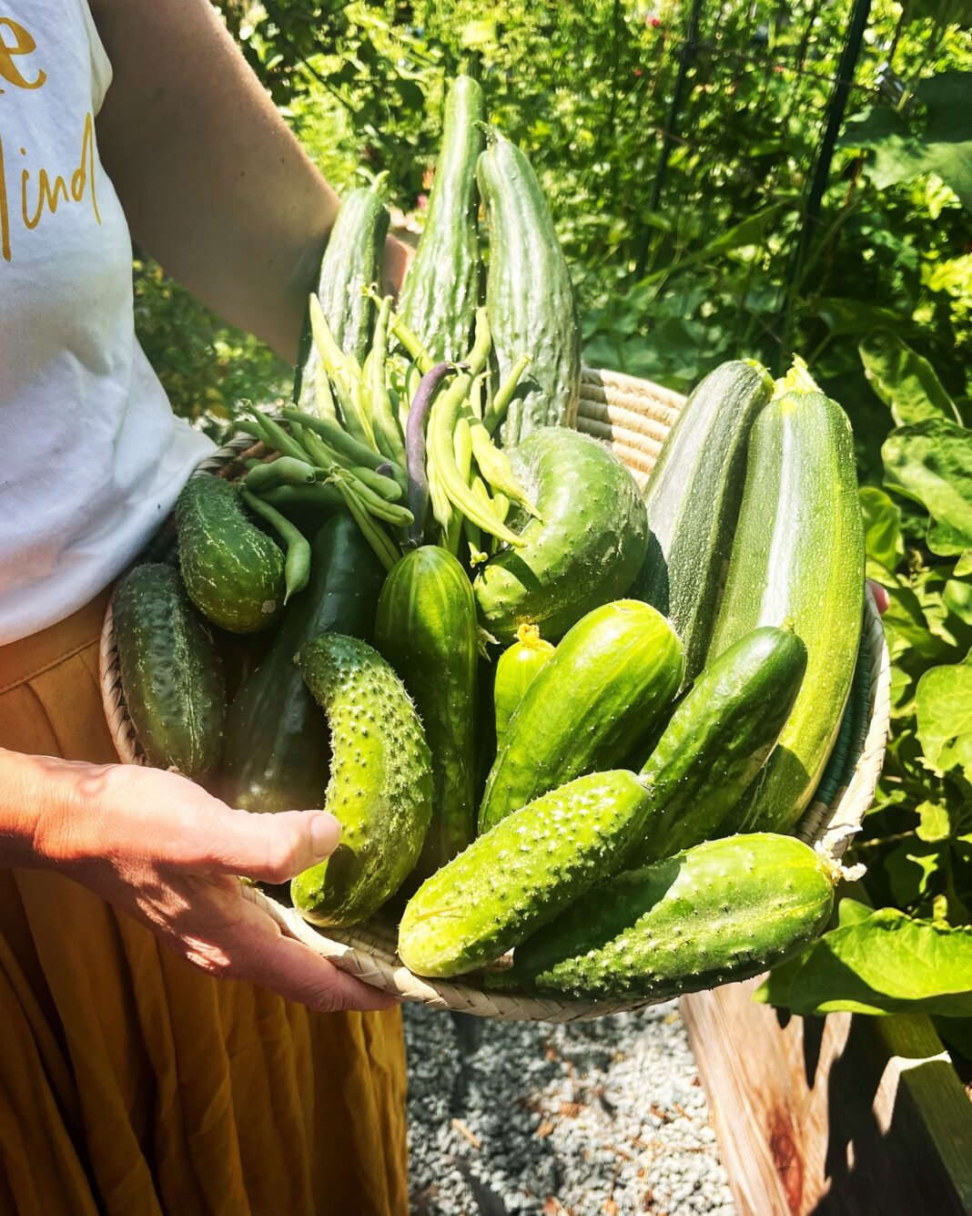 a woman holding pickles