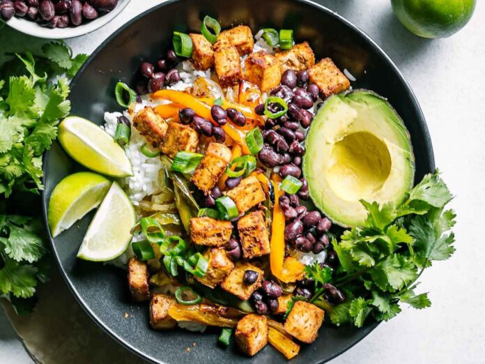 Sheet Pan Tofu Black Bean Fajita Bowl