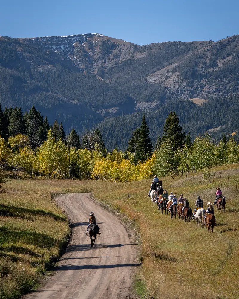 people riding horses at b bar ranch